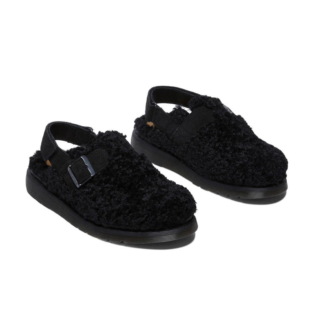 Dr. Martens Black Fuzzy Mules